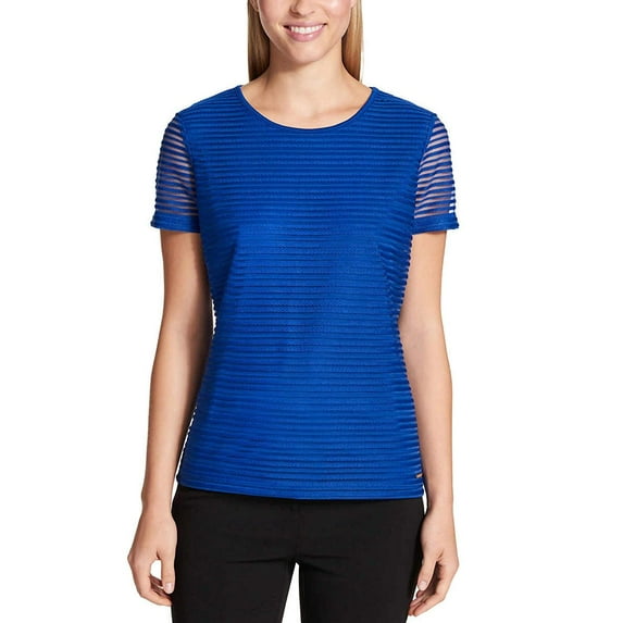 Calvin Klein Women's Stretch Textured Shirt Regatta, Large