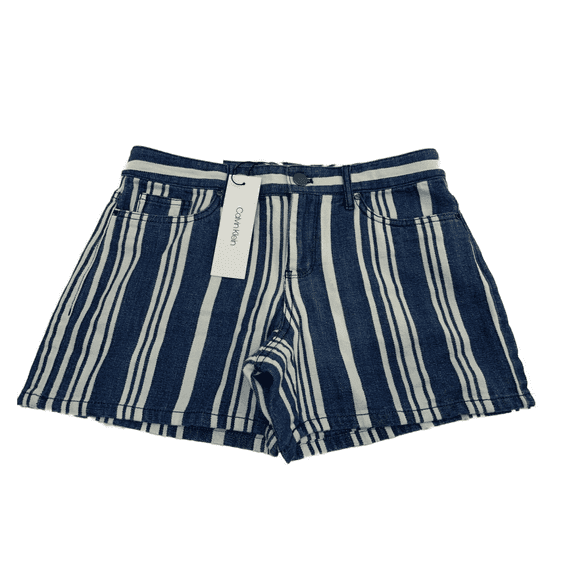 Calvin Klein Womens Striped Jean Shorts 100% Cotton Size 2
