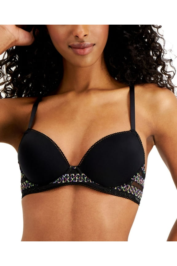 Womens Striped Lace Demi Bra;32D