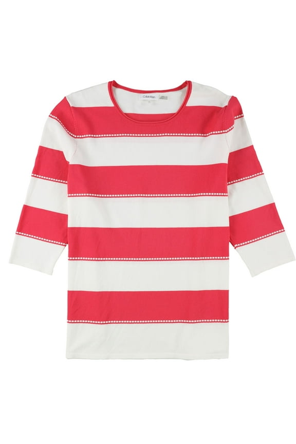 Womens Striped Pullover Sweater, White, Plus Size, 0X