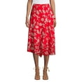 thumbnail image 1 of Calvin Klein Printed Ruffled Midi Skirt Tango Multi 12, 1 of 2