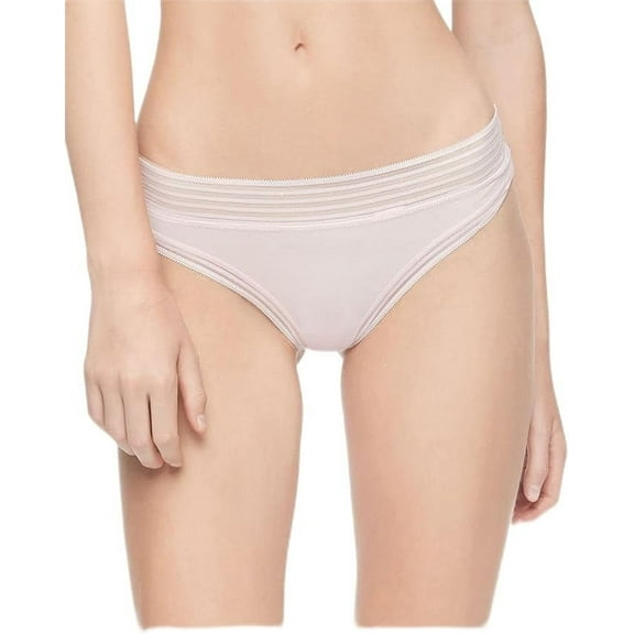 Calvin Klein Womens Striped Waist Thong Underwear,Precious Pink,Large