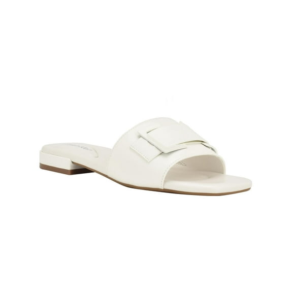 Calvin Klein Womens Tangelo Faux Leather Slip-On Slide Sandals