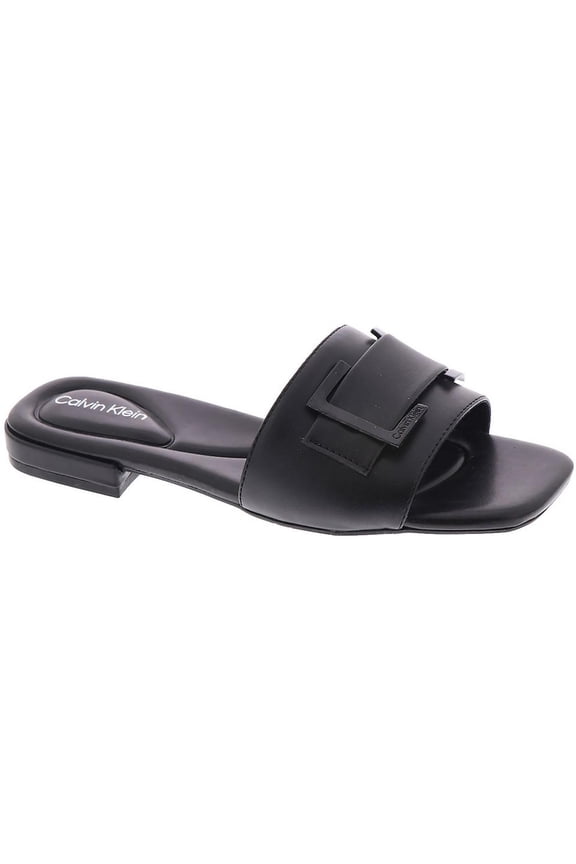 Womens Tangelo Faux Leather Slip-On Slide Sandals
