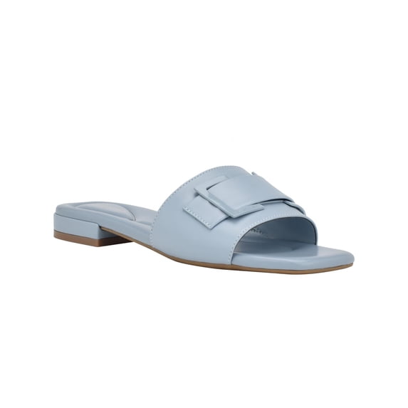Calvin Klein Womens Tangelo Faux Leather Slip-On Slide Sandals