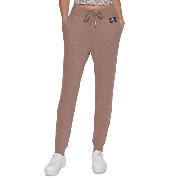Calvin Klein Womens Tapered Logo-Patch Joggers