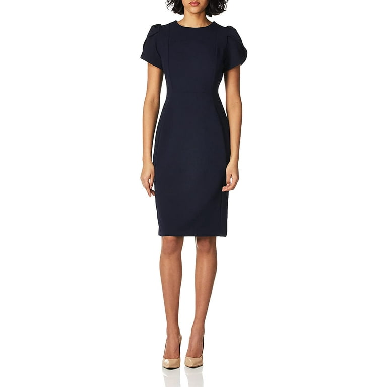 Calvin Klein Womens Tulip Sleeved Sheath Dress 2 Indigo Walmart