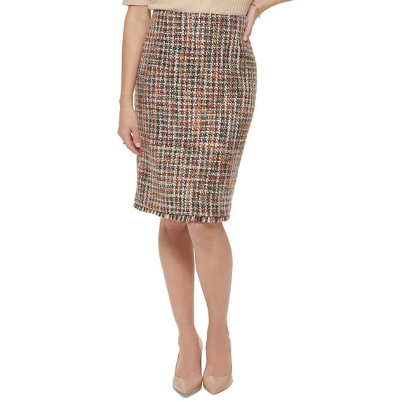Calvin Klein Womens Tweed Pencil Skirt Black Multi 2