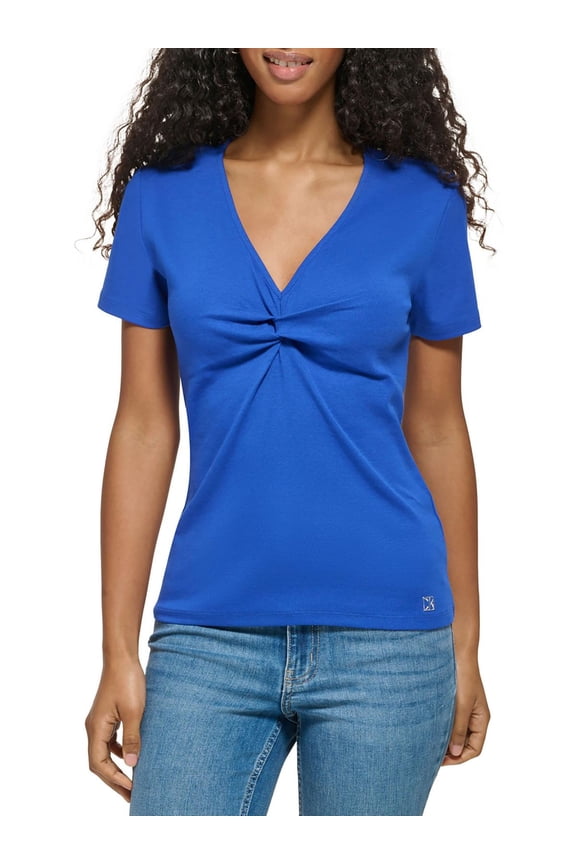 Womens Twisted V-Neck Pullover Top