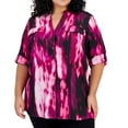 thumbnail image 1 of Calvin Klein Womens Two Pocket Rolled Sleeve Ikat Button Up Shirt, Pink, Plus Size, 3X, 1 of 1
