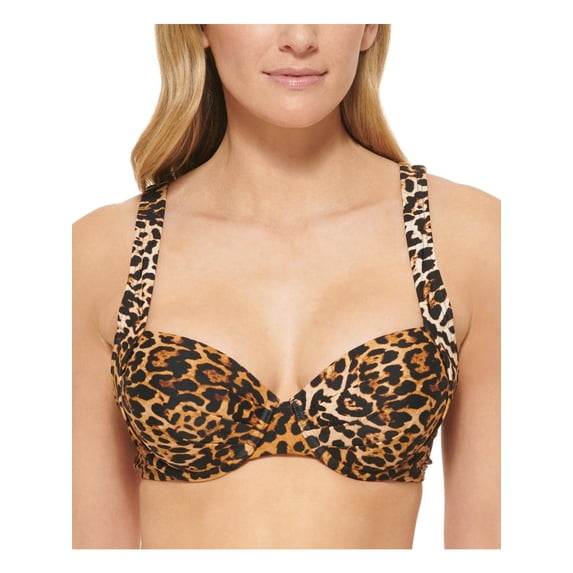 Calvin Klein Womens Underwire Animal Print Bikini Swim top