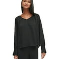 thumbnail image 1 of Calvin Klein Womens Textured Peasant Blouse, Black, Small, 1 of 1