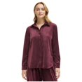 thumbnail image 1 of Calvin Klein Womens Velour Button Down Pajama Shirt, Purple, Small, 1 of 1