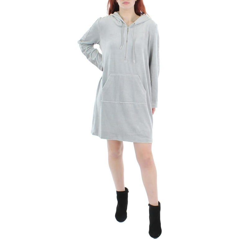 Calvin Klein Womens Velour Mini Sweatshirt Dress 