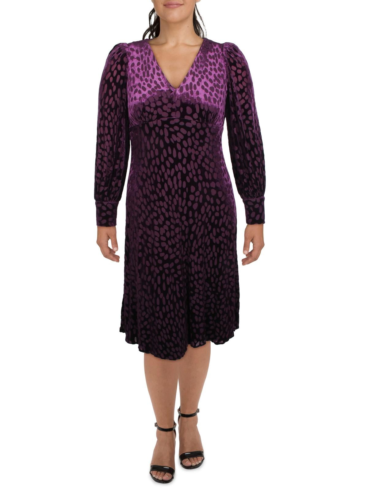 calvin klein velvet dress purple Calvin Klein Womens Velvet A-line Dress, purple, Petite, 0P