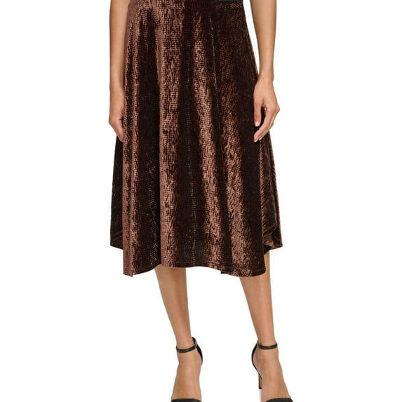 Calvin Klein Womens Velvet Long A-Line Skirt