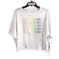 thumbnail image 1 of Calvin Klein Womens White Rainbow Logo Basic Cropped Relaxed T-Shirt Size XL $39, 1 of 5