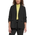 thumbnail image 1 of Women's One-Button Ruched-Sleeve Jacket Black 4, 1 of 3