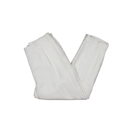Calvin Klein Womens Elastic Back Linen Ankle Pants White 10