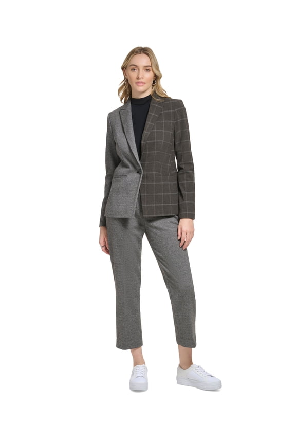 Womens X Fit Mixed Plaid Blazer Black Multi 0