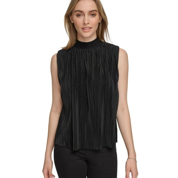 Calvin Klein Womens Zipper Chiffon Blouse