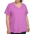thumbnail image 1 of Calvin Klein Womens Solid Basic T-Shirt, Purple, Plus Size, 1X, 1 of 1