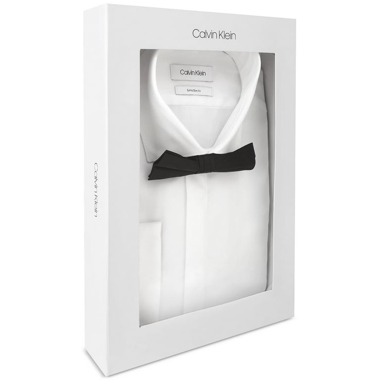 Calvin Klein X Men's Slim Fit French Cuff Tuxedo Shirt,White,13.5 32/33 