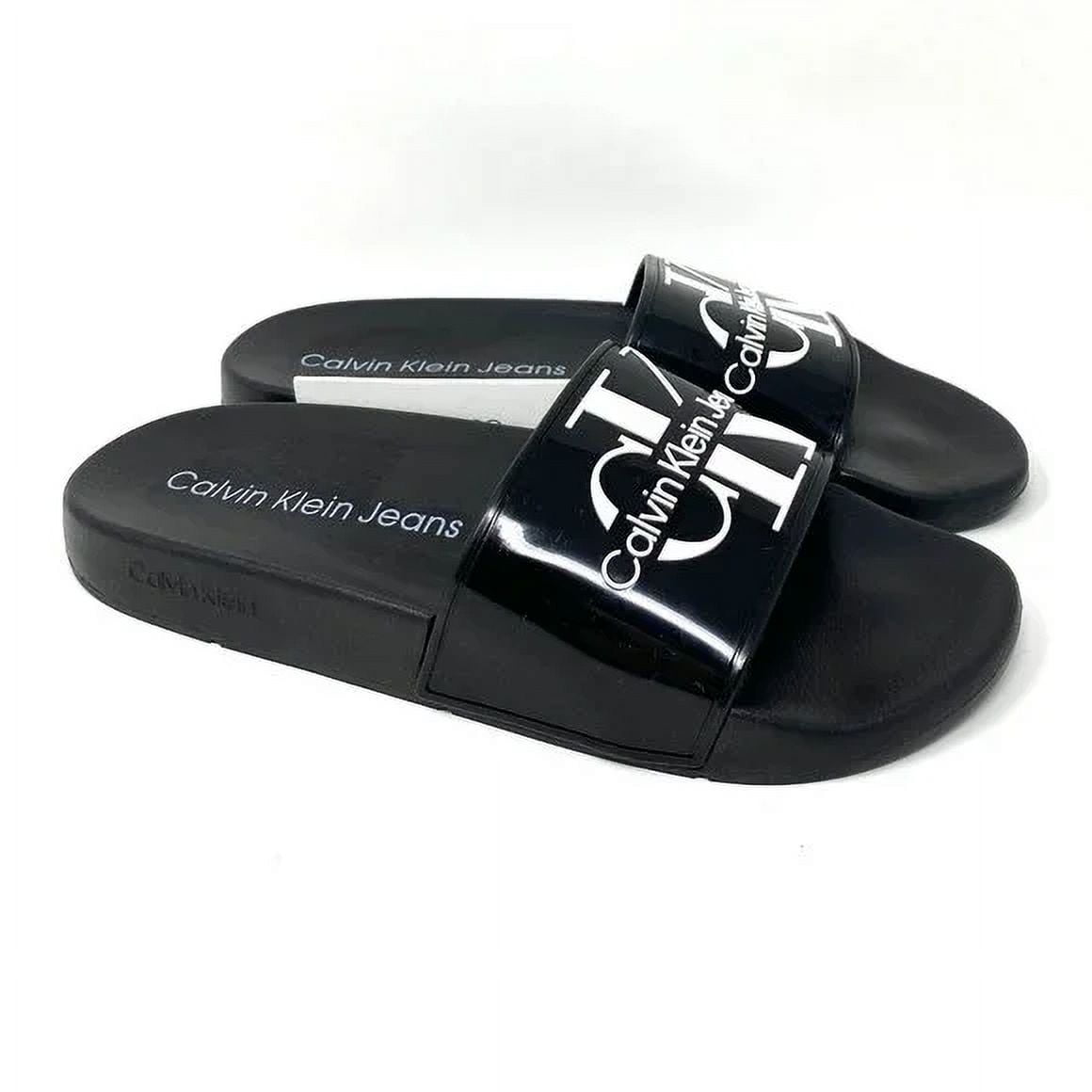 Calvin Klein cmAVETT Z Premium Comfort Monogram CK Slide Sandal Pool Black