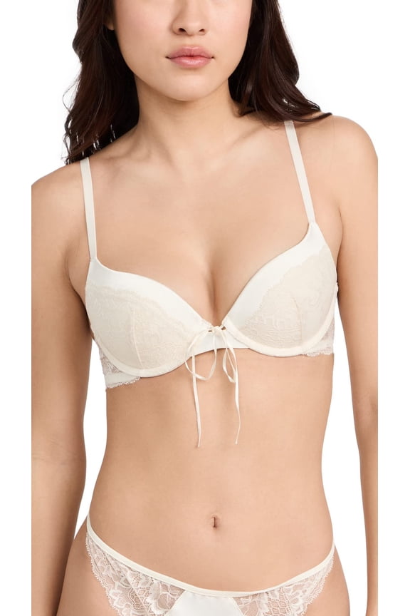 underwear Women's Push Up Plunge Bra, Vanilla Ice, Off White, 32C