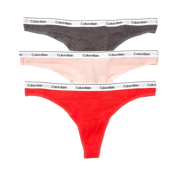 Calvin Klein womens  3pk Modern Logo Thong, s, Grey