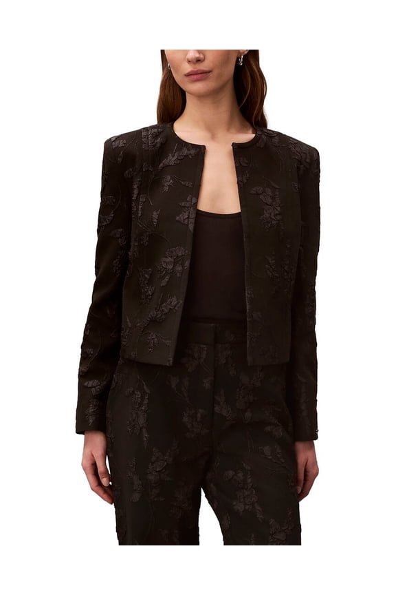 womens  Cloque Jacket, 8, Black