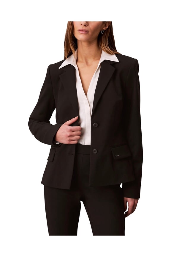 womens Ponte Tailored Blazer, 14, Black