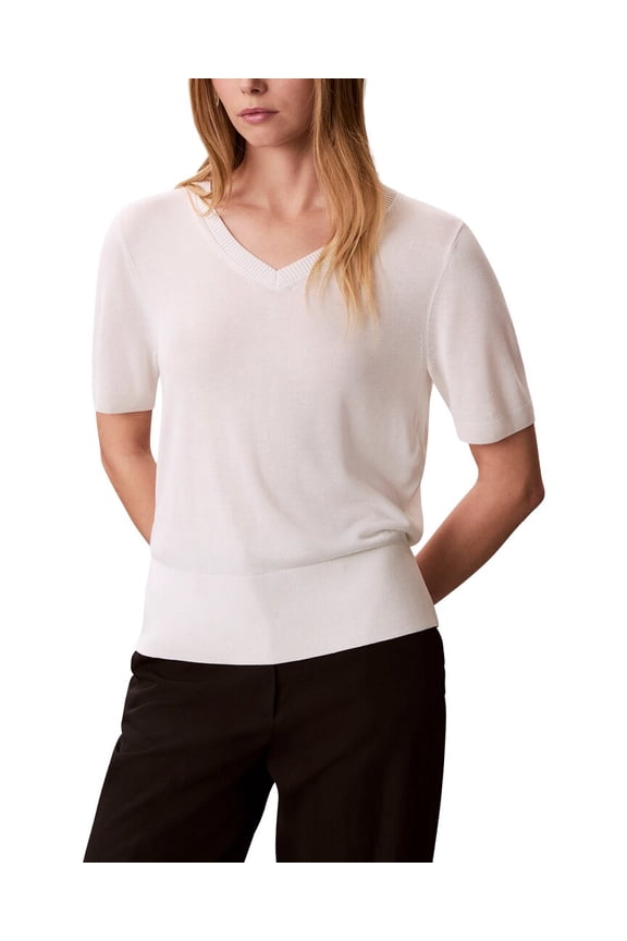womens Viscose Knit Sweater T-Shirt, l, White