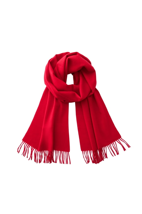 Ultra-Soft Comfort Feel Unisex Winter Solid Plain Scarves Wool Feel Classic Super Soft Luxurious Scarf Amazing Red
