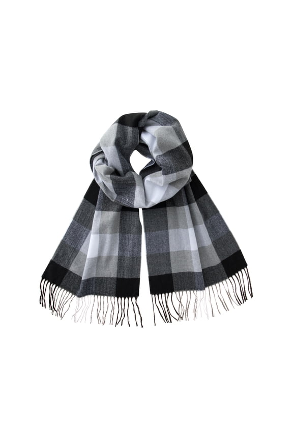 Ultra-Soft Comfort Feel Unisex Winter Solid Plain Scarves Wool Feel Classic Super Soft Luxurious Scarf Black Gray White Check