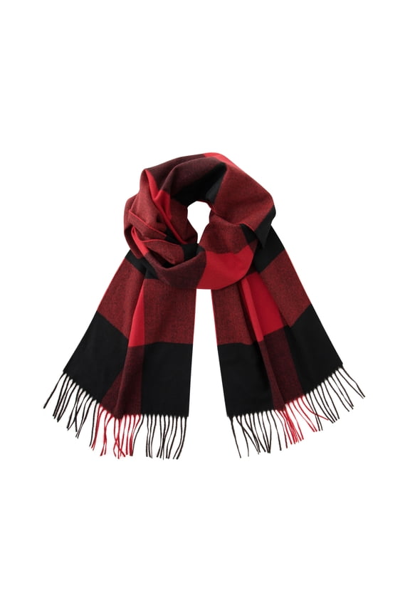Ultra-Soft Comfort Feel Unisex Winter Solid Plain Scarves Wool Feel Classic Super Soft Luxurious Scarf Black Red Buffalo Plaid