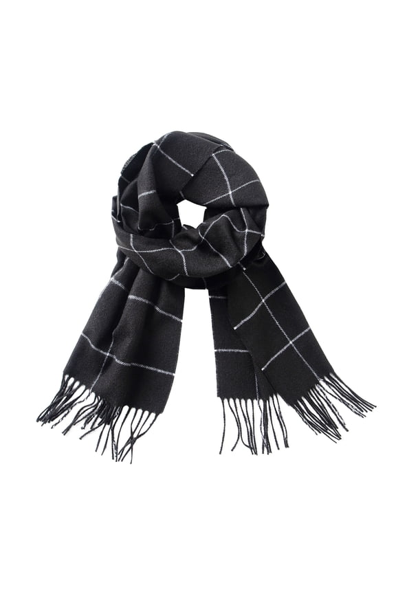 Ultra-Soft Comfort Feel Unisex Winter Solid Plain Scarves Wool Feel Classic Super Soft Luxurious Scarf Black Square Plaid