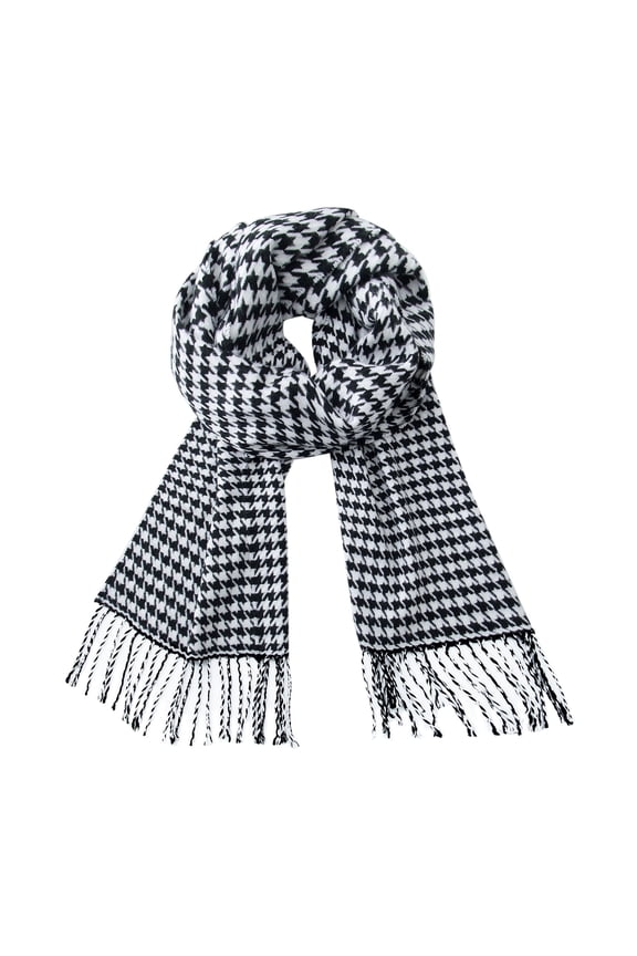 Ultra-Soft Comfort Feel Unisex Winter Solid Plain Scarves Wool Feel Classic Super Soft Luxurious Scarf Black White Houndstooth Check
