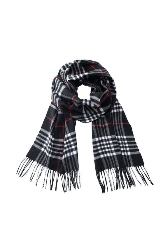 Ultra-Soft Comfort Feel Unisex Winter Solid Plain Scarves Wool Feel Classic Super Soft Luxurious Scarf Black White Plaid