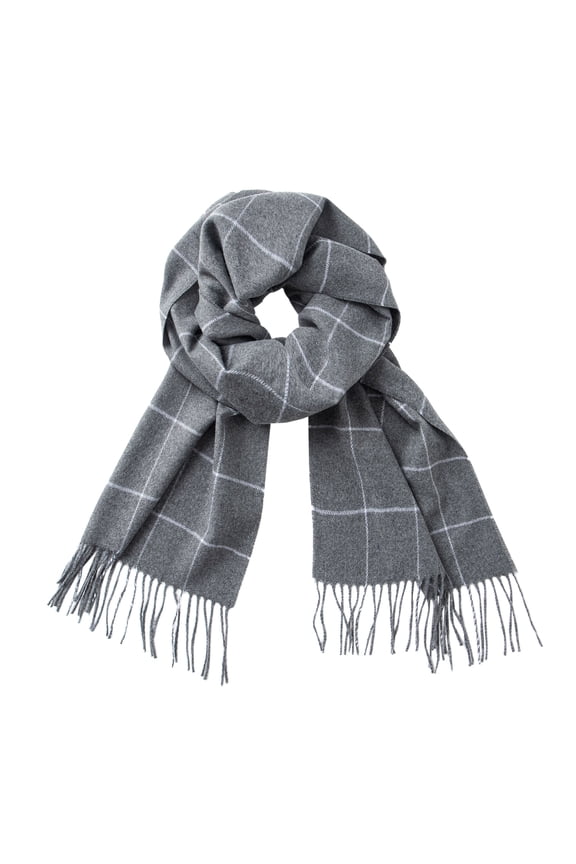 Ultra-Soft Comfort Feel Unisex Winter Solid Plain Scarves Wool Feel Classic Super Soft Luxurious Scarf Gray Square Plaid
