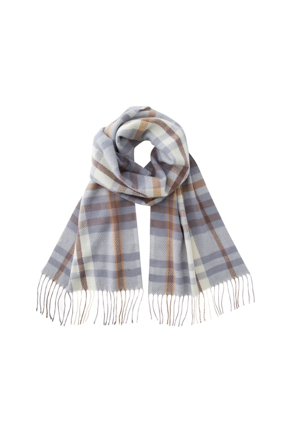 Ultra-Soft Comfort Feel Unisex Winter Solid Plain Scarves Wool Feel Classic Super Soft Luxurious Scarf Light Gray Beige White Plaid