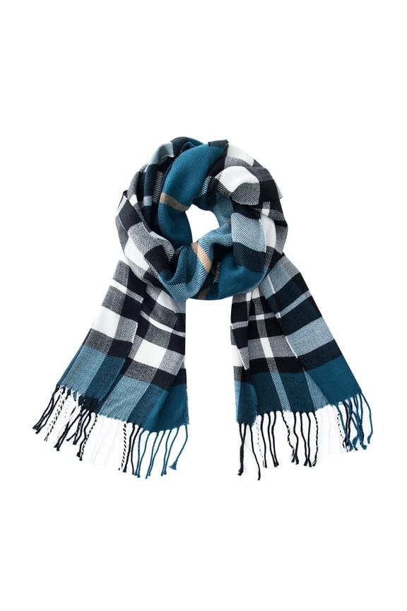 Ultra-Soft Comfort Feel Unisex Winter Solid Plain Scarves Wool Feel Classic Super Soft Luxurious Scarf Navy Black Plaid