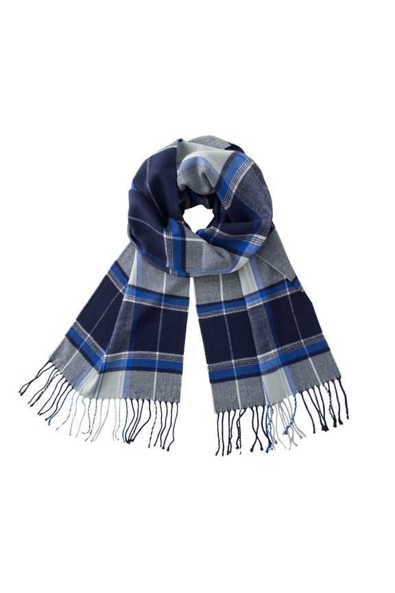Ultra-Soft Comfort Feel Unisex Winter Solid Plain Scarves Wool Feel Classic Super Soft Luxurious Scarf Navy Blue Royal Plaid
