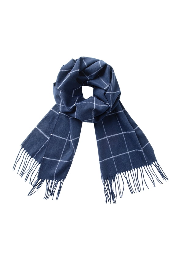 Ultra-Soft Comfort Feel Unisex Winter Solid Plain Scarves Wool Feel Classic Super Soft Luxurious Scarf Navy Blue Square Plaid