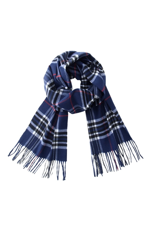 Ultra-Soft Comfort Feel Unisex Winter Solid Plain Scarves Wool Feel Classic Super Soft Luxurious Scarf Navy Plaid