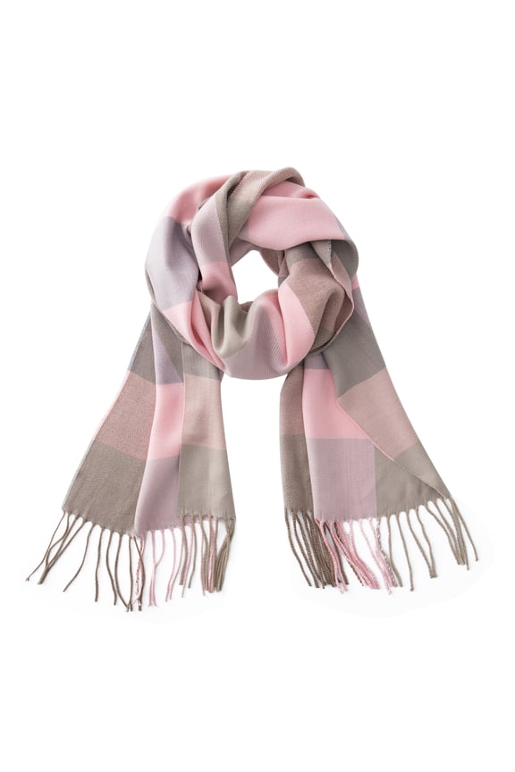 Ultra-Soft Comfort Feel Unisex Winter Solid Plain Scarves Wool Feel Classic Super Soft Luxurious Scarf Pink Green Check