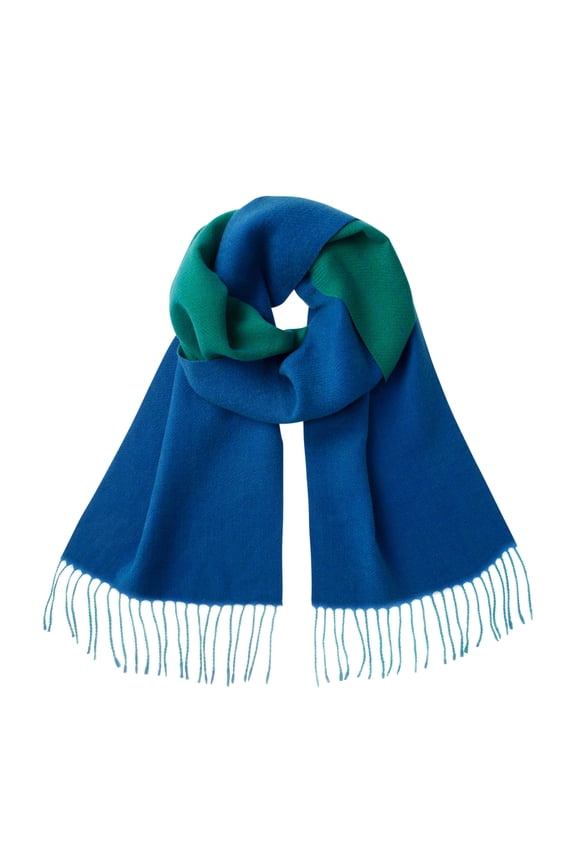 Ultra-Soft Comfort Feel Unisex Winter Solid Plain Scarves Wool Feel Classic Super Soft Luxurious Scarf Two Tone Green Tuqroprise