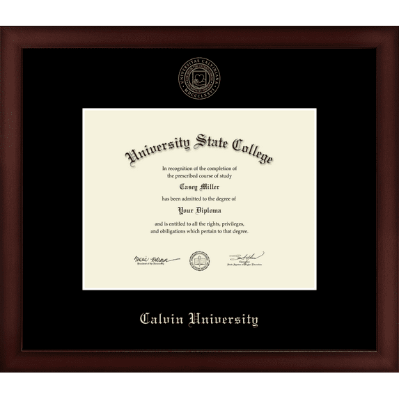 Calvin University Diploma Frame, Document Size 9" x 7"