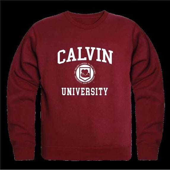 Calvin University Knights Seal Crewneck Sweatshirt, Maroon - Extra Large