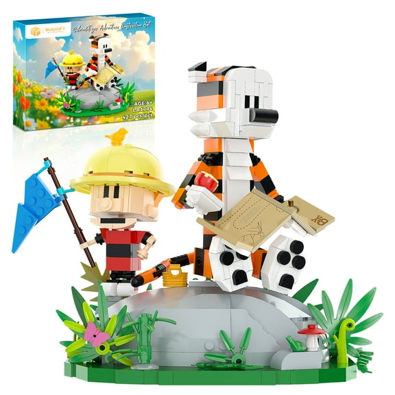 Boy & Tiger Adventure Building Blocks Set, 427 Pcs Articulated Cartoon Figure Building Model, Ideal Birthday Gift for Kids, Home Desk Decor